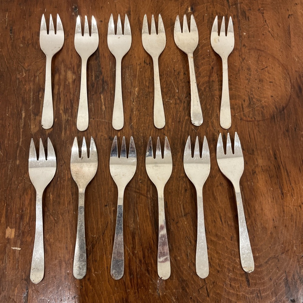 Italy Silver Plated 12 Small Forks 5" Charcuterie, 1 Sheffield , Tea Party